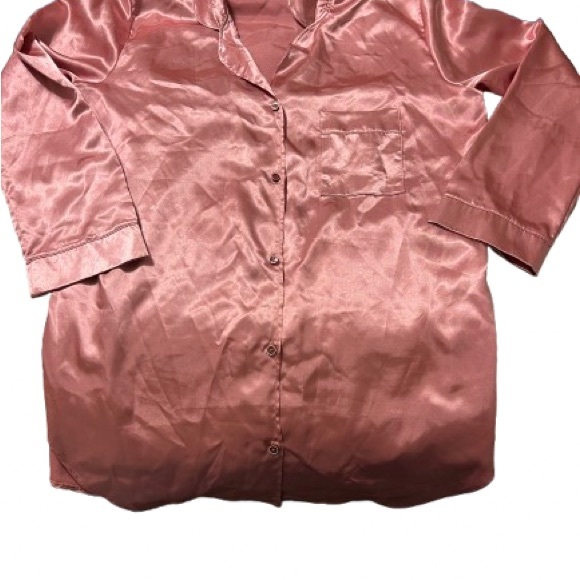 Fashion Nova Women’s Mauve Pink Button-Up Satin Sleep Shirt | Size: XL - Picture 3 of 7
